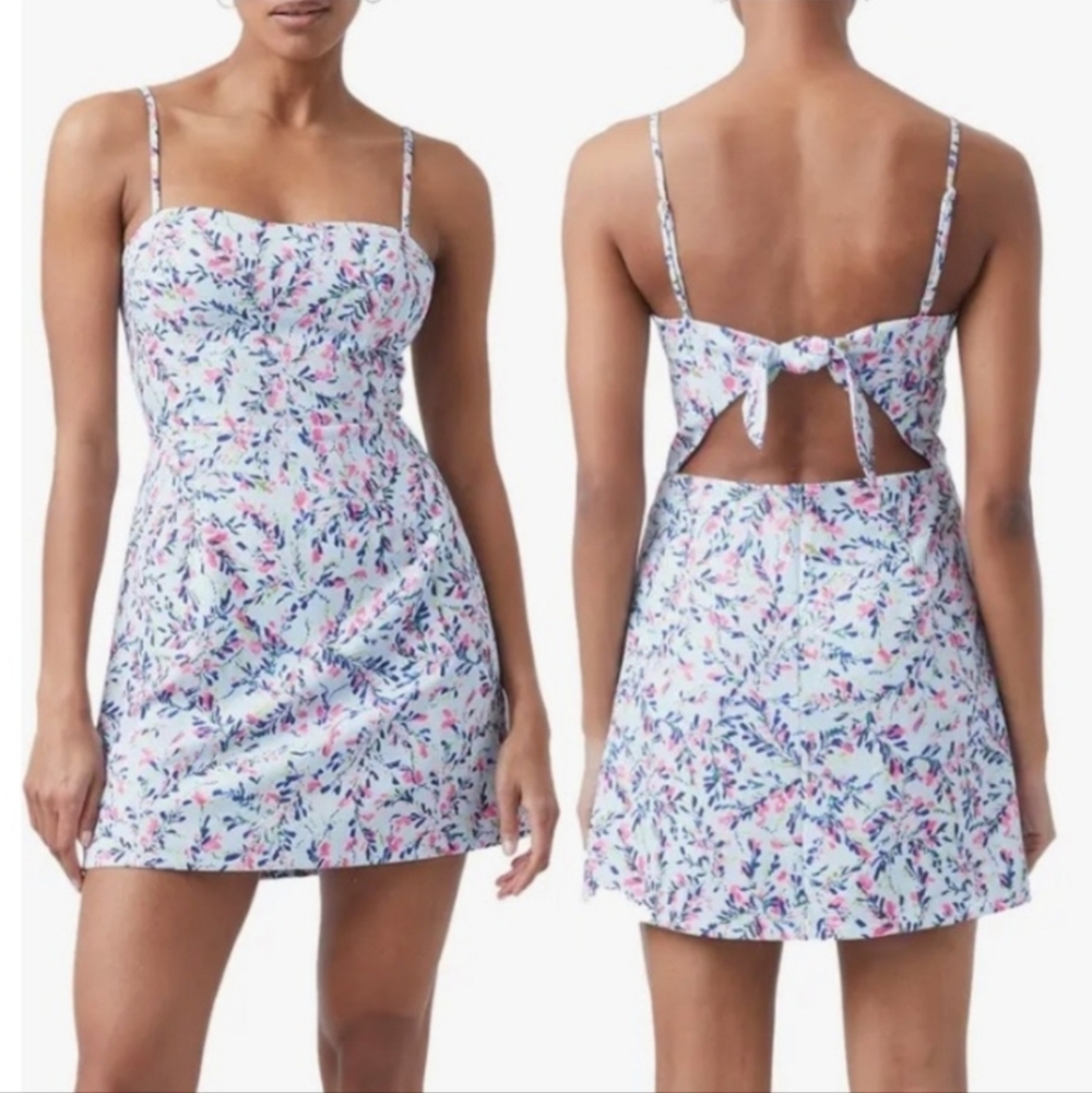 French Connection Flores Whisper Tie Back Mini Dress